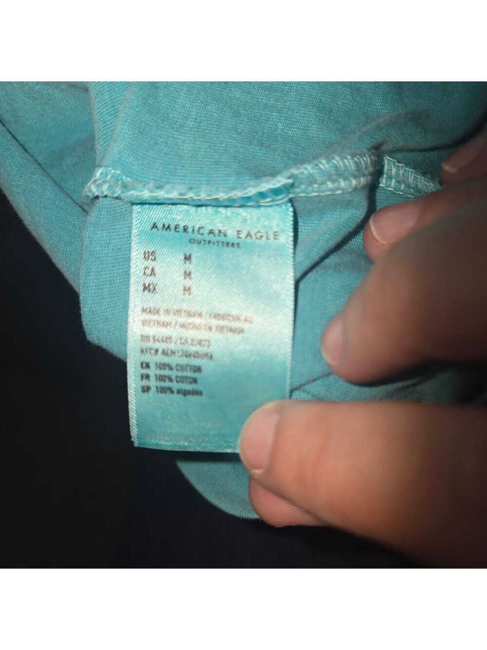 American Eagle Super Soft Logo Tee Mens M Teal Wave Graphic - Picture 4 of 12